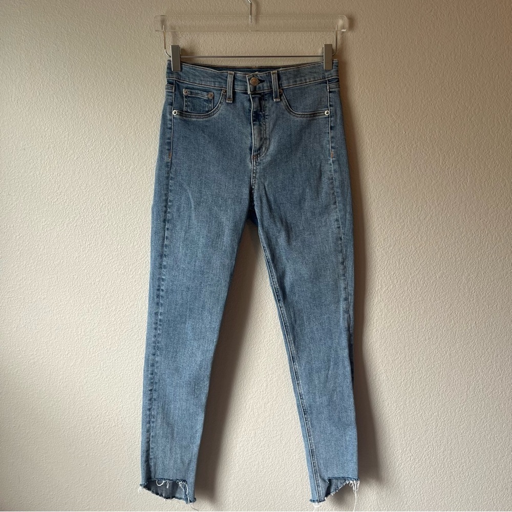 Rag & Bone High Rise Ankle Skinny Light Wash Raw Hem Jeans Size 29